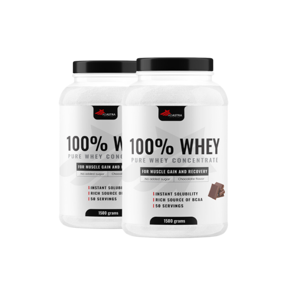 100% WHEY Protein, 1500γρ +1500γρ (1+1) με άρωμα σοκολάτας