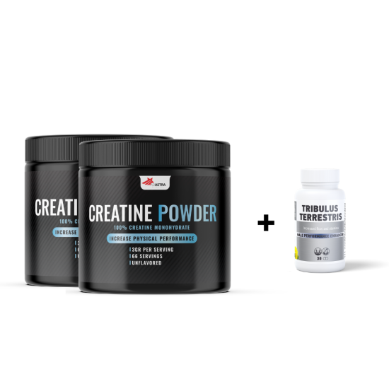 2x CREATINE MONOHYDRATE (200γρ + 200γρ) + ΔΩΡΕΑΝ Tribulus Terrestris  (30 κάψουλες) - συμπλήρωμα διατροφής με σκόνη κρεατίνης που προορίζεται να αυξήσει τη δύναμη και να υποστηρίξει την ανάπτυξη των μυών