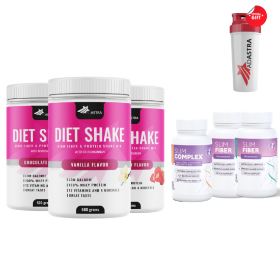 3x Diet Shake (500γρ + 500γρ + 500γρ) + Slim Complex (30 κάψουλες) + 2x Slim Fiber (60 κάψουλες) -  Έξυπνη λύση για έλεγχο βάρους