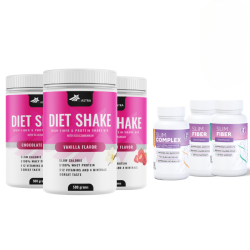 3x Diet Shake (500γρ + 500γρ + 500γρ) + Slim Complex (30 κάψουλες) + 2x Slim Fiber (60 κάψουλες) -  Έξυπνη λύση για έλεγχο βάρους