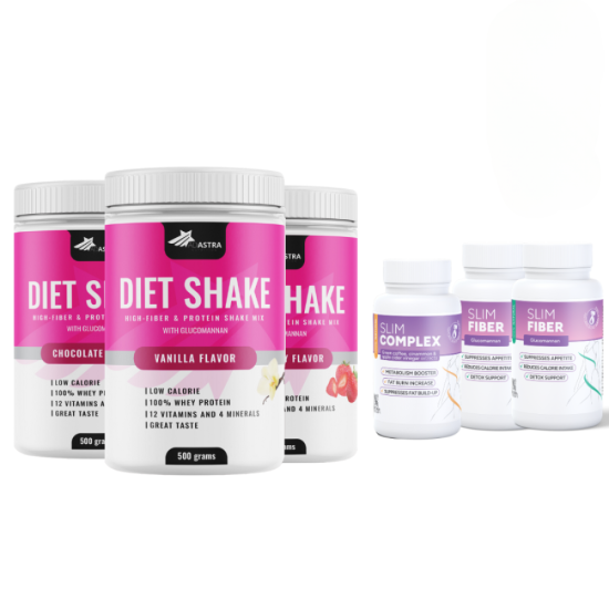 3x Diet Shake (500γρ + 500γρ + 500γρ) + Slim Complex (30 κάψουλες) + 2x Slim Fiber (60 κάψουλες) -  Έξυπνη λύση για έλεγχο βάρους