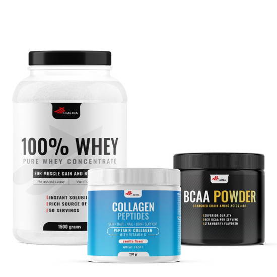 100% WHEY Protein (1500γρ) + COLLAGEN PEPTIDES (200γρ) + ΔΩΡΕΑΝ BCAA (200γρ)