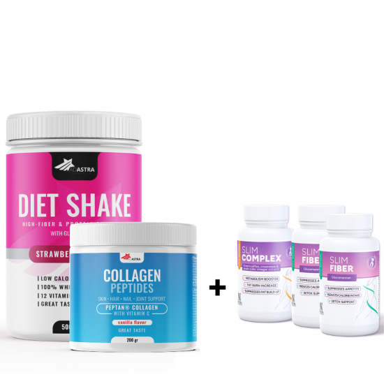 Diet Shake (500γρ) + Collagen Peptides (200γρ)  + ΔΩΡΕΑΝ Slim complex (30 κάψουλες) + 2x Slim Fiber (30 + 30 κάψουλες)