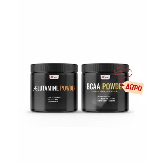 L-GLUTAMINE (200γρ) - συμπλήρωμα διατροφής σε σκόνη με το αμινοξύ γλουταμίνη, το οποίο προορίζεται για τη διατήρηση και τη σύνθεση πρωτεϊνών στους μύες και την αποκατάσταση των μυών + ΔΩΡΕΑΝ BCAA (200γρ)