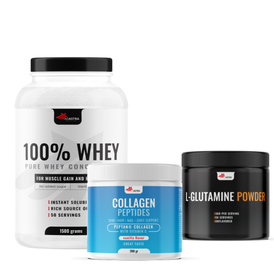 100% WHEY Protein (1500γρ) + COLLAGEN PEPTIDES (200γρ) + ΔΩΡΕΑΝ L-GLUTAMINE (200γρ)